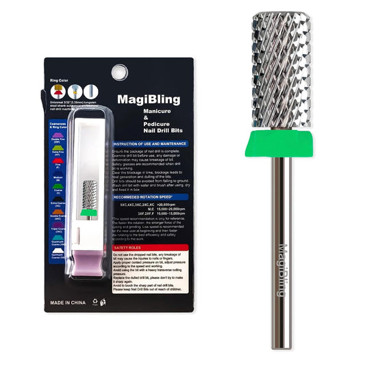 Super Cut Large Barrel Nail Drill Bits for Professional Users, 3/32'' Tungsten Carbide Bits, Upward Deep Cut for Removing Hard Gel Fast, Right Hand Use, Manicure Cuticle Gel Polishing, Coarse.