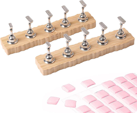 ANGNYA Nail Stand for Press on, 2 Set Super Magnetic Nail Holder for Painting Nails Nail Stand for Painting Nails Nail Display with 96 Pcs Reusable Sticky Putty for Nail Art Display Home & Salon Use