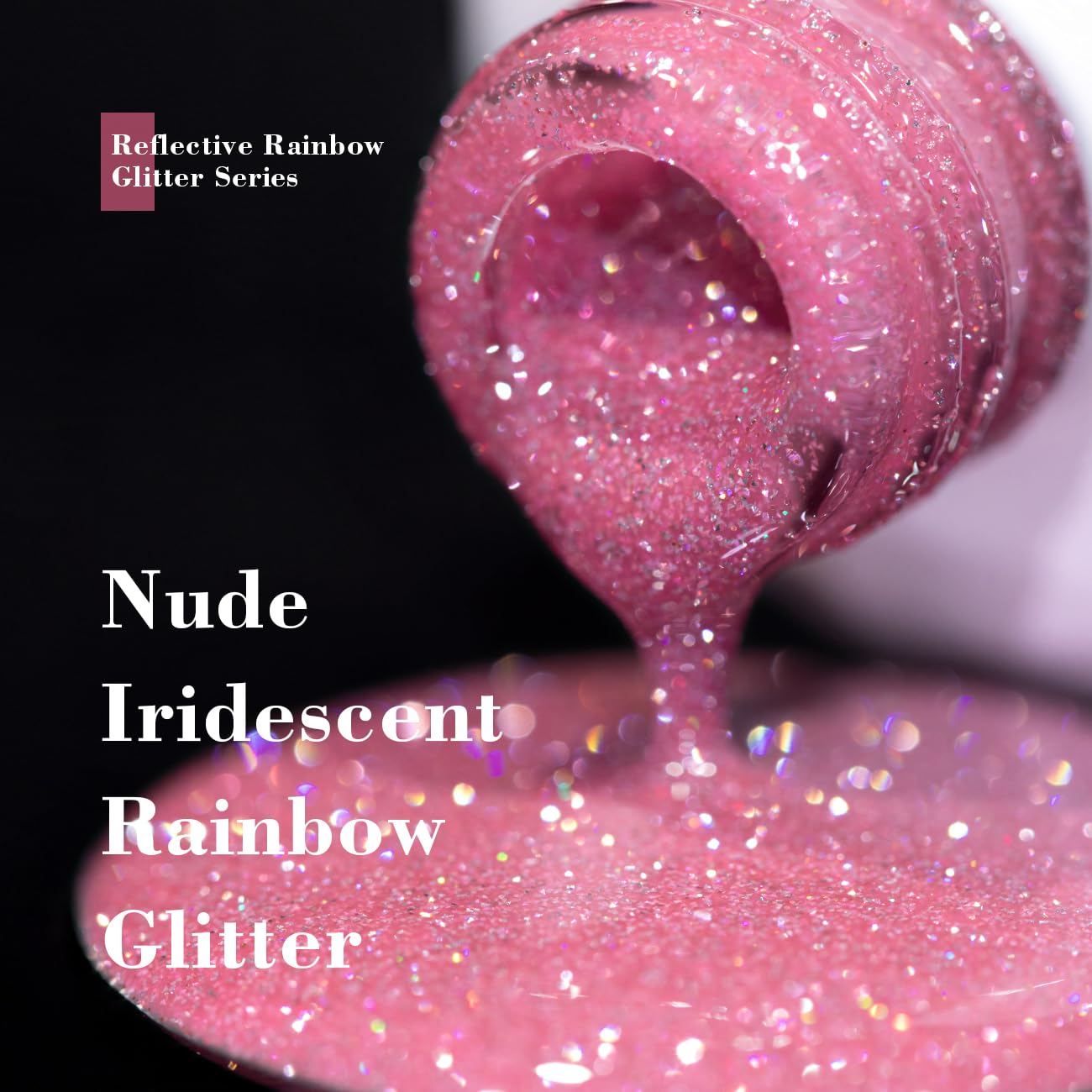 RARJSM Nude Reflective Glitter Gel Nail Polish Rose Pink Sheer Jelly Gel Polish Flash Diamond Sparkle Rainbow Silver Shimmer Pigments Soak off Curing Requires 15ml Single Bottle for Home Salon