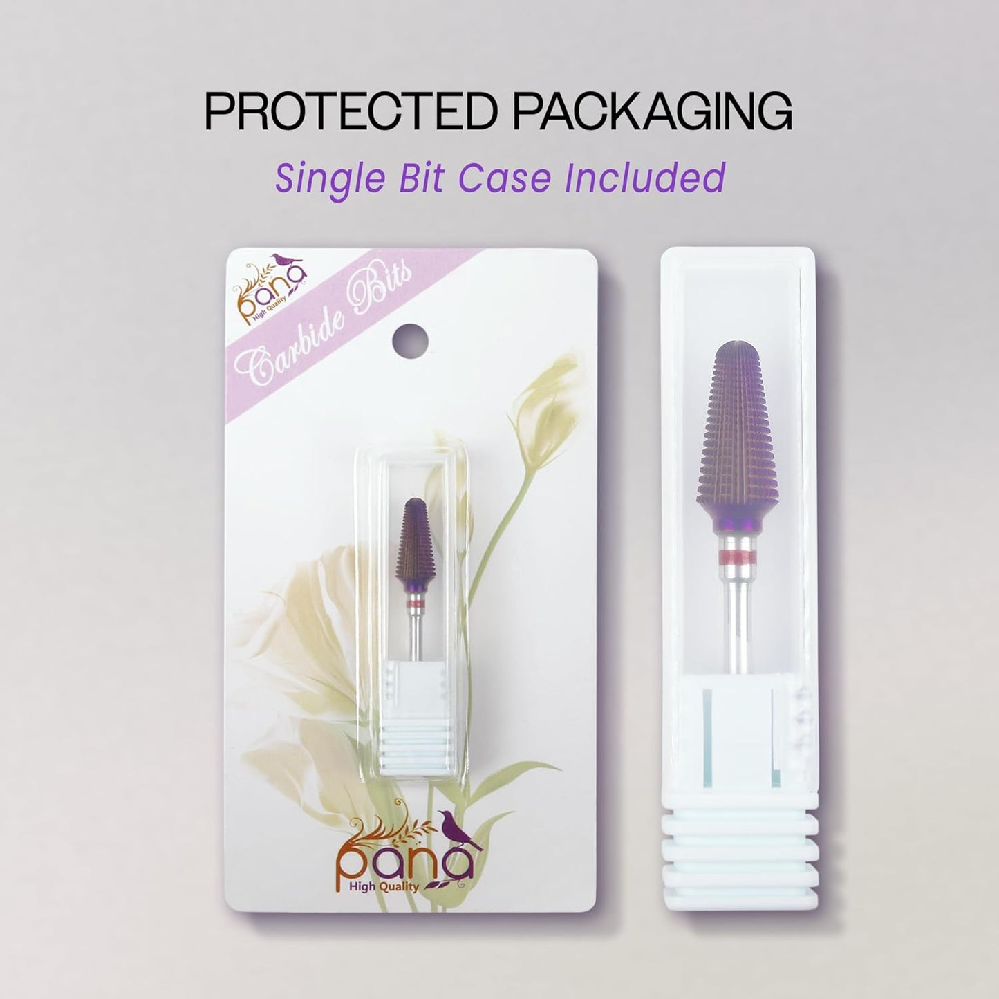 PANA 3/32" Purple Tornado Carbide Nail Drill Bit for Acrylics, Nail Extension, Gel Polish Removal Nail Salon Manicure Pedicure Electric File Tools (Fine - F)