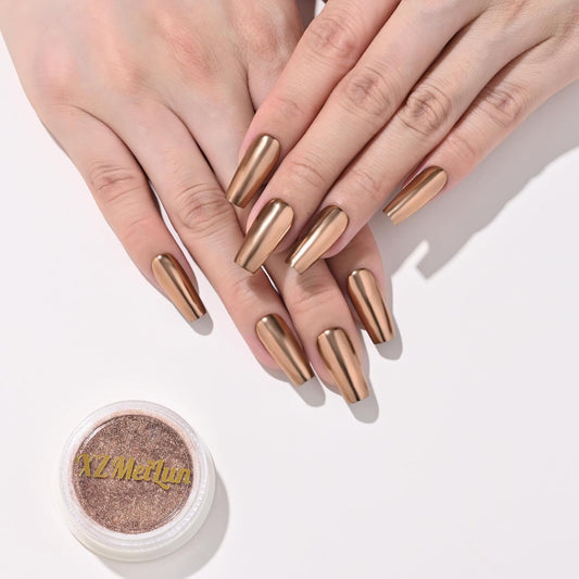 Bronze Gold Magic Mirror Chrome Nail Powder, Big-Capacity 1.5g Metallic Dust Holographic Effect Powder Pigment Glitter Manicure Kit, Nail Art, Can Mixed with Builder Gel Nail Polish for Use