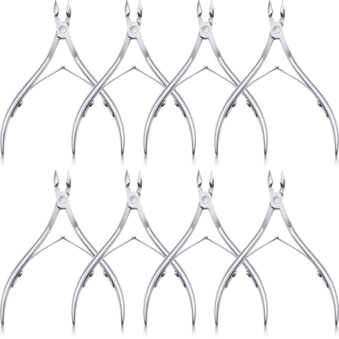 8 Pieces Cuticle Trimmer Stainless Steel Cuticle Nippers Pointed Blade Dead Skin Cutter Clipper Remover Scissors Manicure Tools for Fingernails and Toenails(Silver)