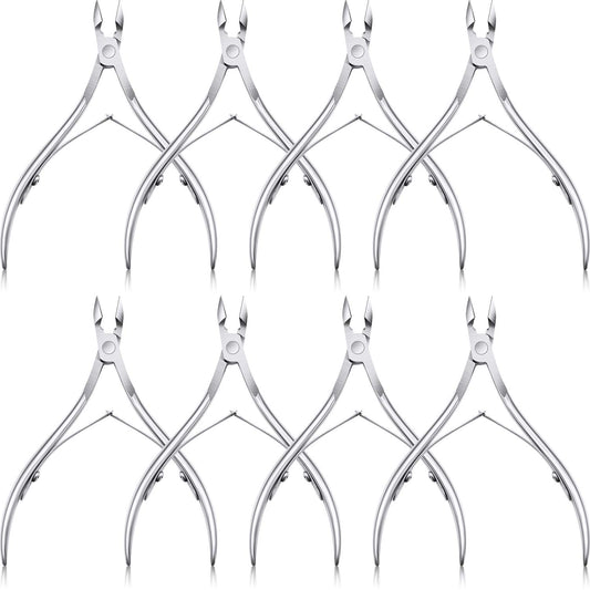 8 Pieces Cuticle Trimmer Stainless Steel Cuticle Nippers Pointed Blade Dead Skin Cutter Clipper Remover Scissors Manicure Tools for Fingernails and Toenails(Silver)