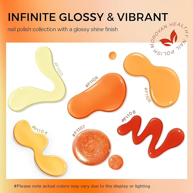 Morovan Fall Nail Polish Set: Burnt Orange Twilight Warmth Yellow Fingernail Nail Polish Kit for Nail Art Design Manicure Gift Holiday Party Air Quick Dry