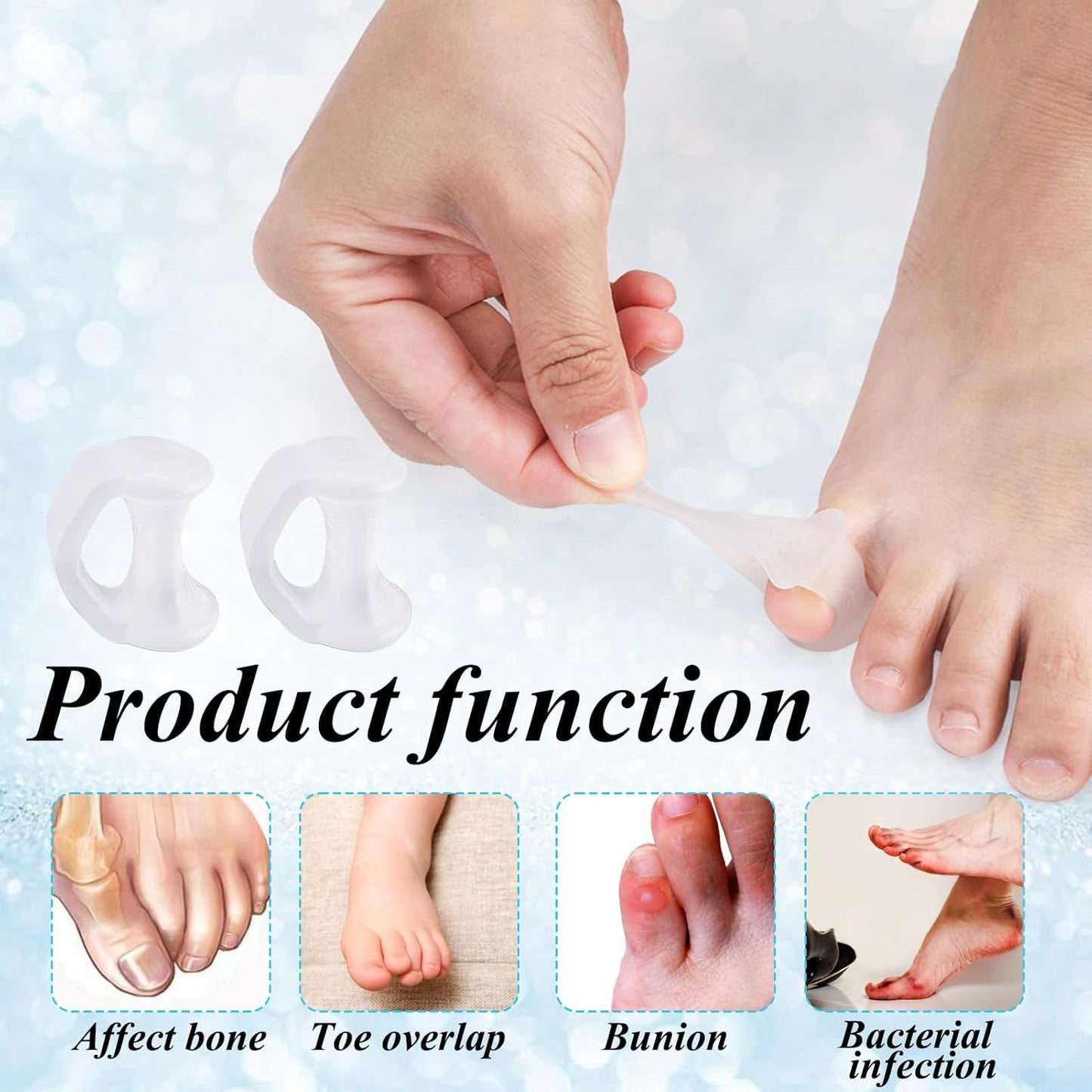 Gel Toe Separator, Pinky Toe Spacers, Little Toe Cushions Straightener Bunion Corrector for Preventing Rubbing & Relieving Pressure, Pain Relief from Overlapping Toes (White-10pcs)