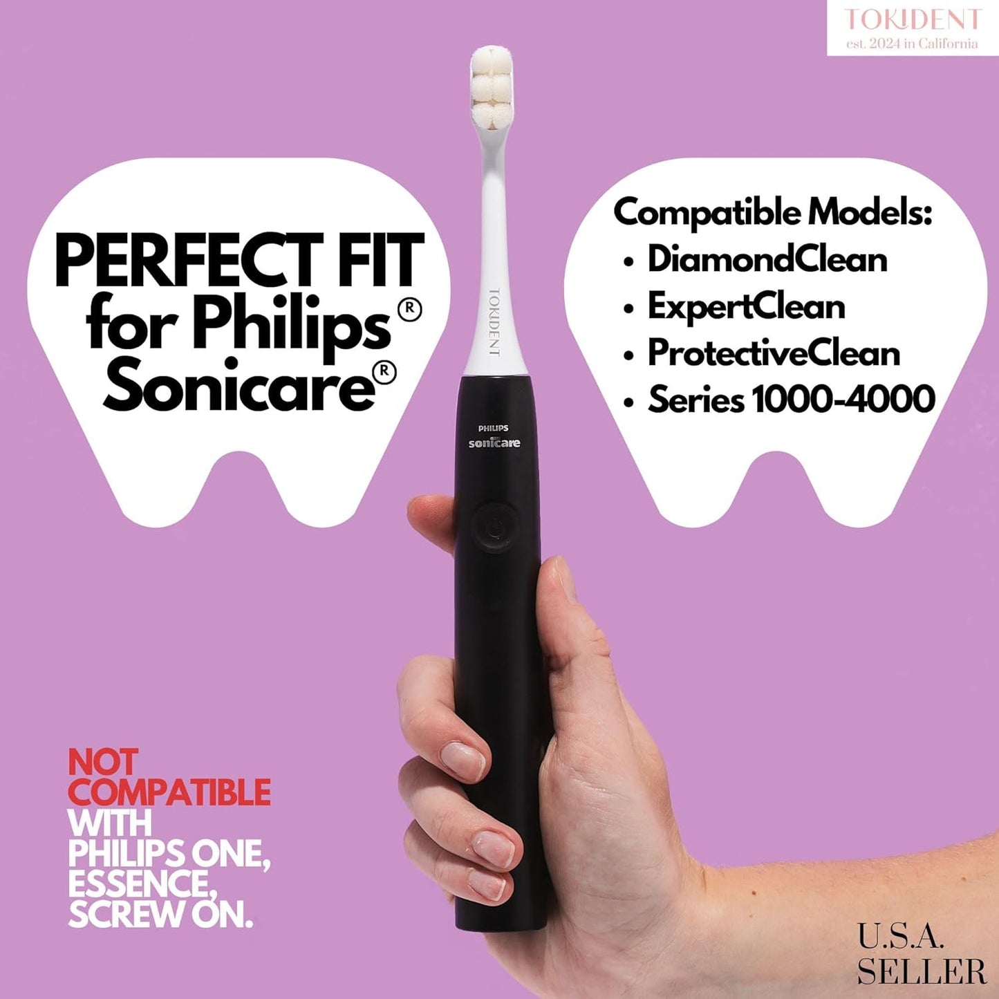 Replacement Brush Heads for Philips Sonicare Electric Brush - Ultra Soft Toothbrush Heads for Sensitive Teeth & Gums - Replacement Head with 10,000 Wave Cut Nano Bristles - 4 Pack - Panda