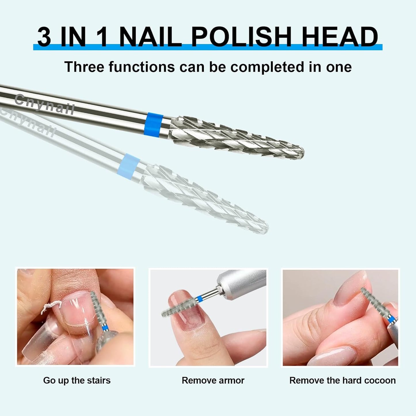 3/32" Small Cone Clean Medium Grit Carbide Cuticle Cleaner Bit for Electric Nail Drills – Professional Manicure Tool for Nail Salons and Home Use (M Grit. Silver)