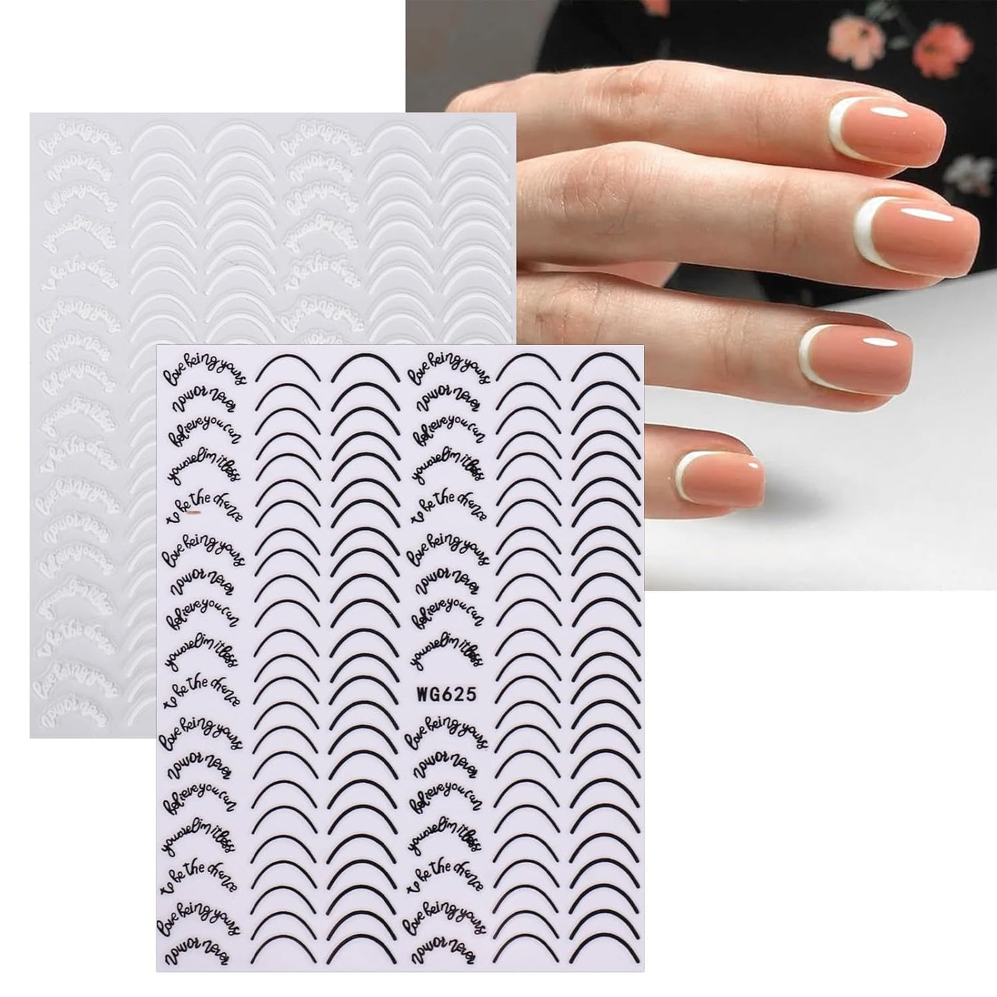 JMEOWIO 9 Sheets French Tip Line Nail Art Stickers Decals Self-Adhesive Pegatinas Uñas Colorful Nail Supplies Nail Art Design Decoration Accessories