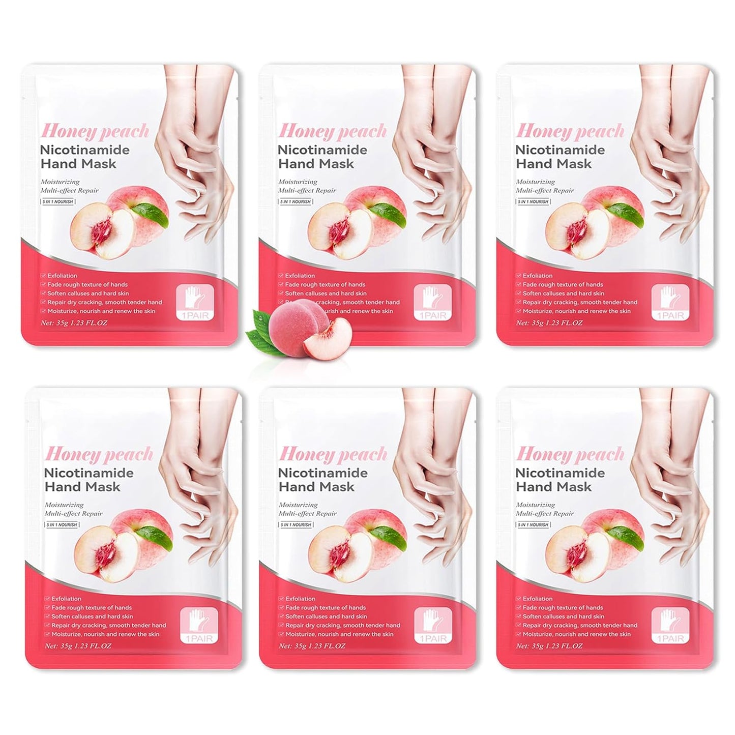 6 Pairs Hand Mask for Dry Cracked Hands,Nourishing Moisturizing Gloves,Hands Moisturizer for Deep Moisturizing,Silky Smooth Moisturizing Gloves,Hand Care Mask Set(G)