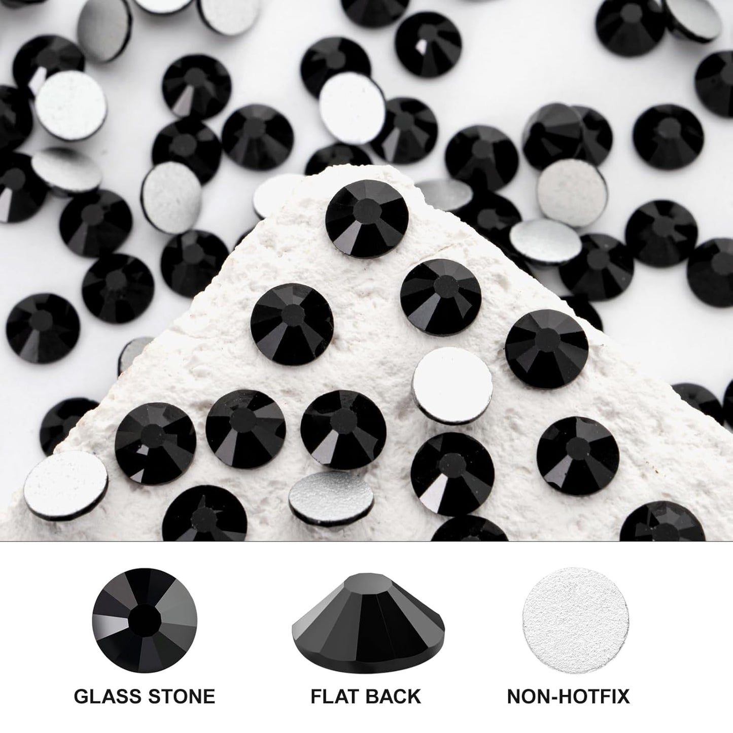 Novani 3000 Pieces Flatback Rhinestones Glass Round Gems Black Crystals for Nail Art DIY Crafts Clothes Shoes,SS20,4.6-4.8mm