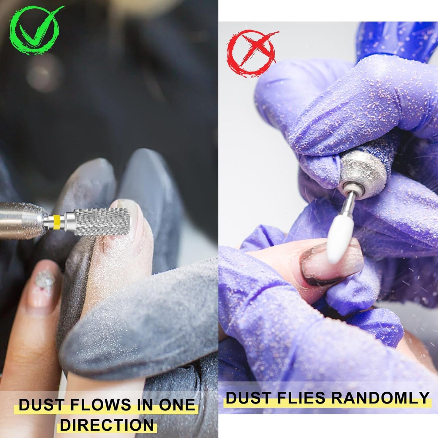 Tungsten Carbide Acrylic Nail Drill Bit Flat Top Cylinder Efile Electric File Machine Head Tip for Manicure Polishing Art Remove Gel Polygel 3/32" 2 Way Professional Tech (Extra Fine Grit)