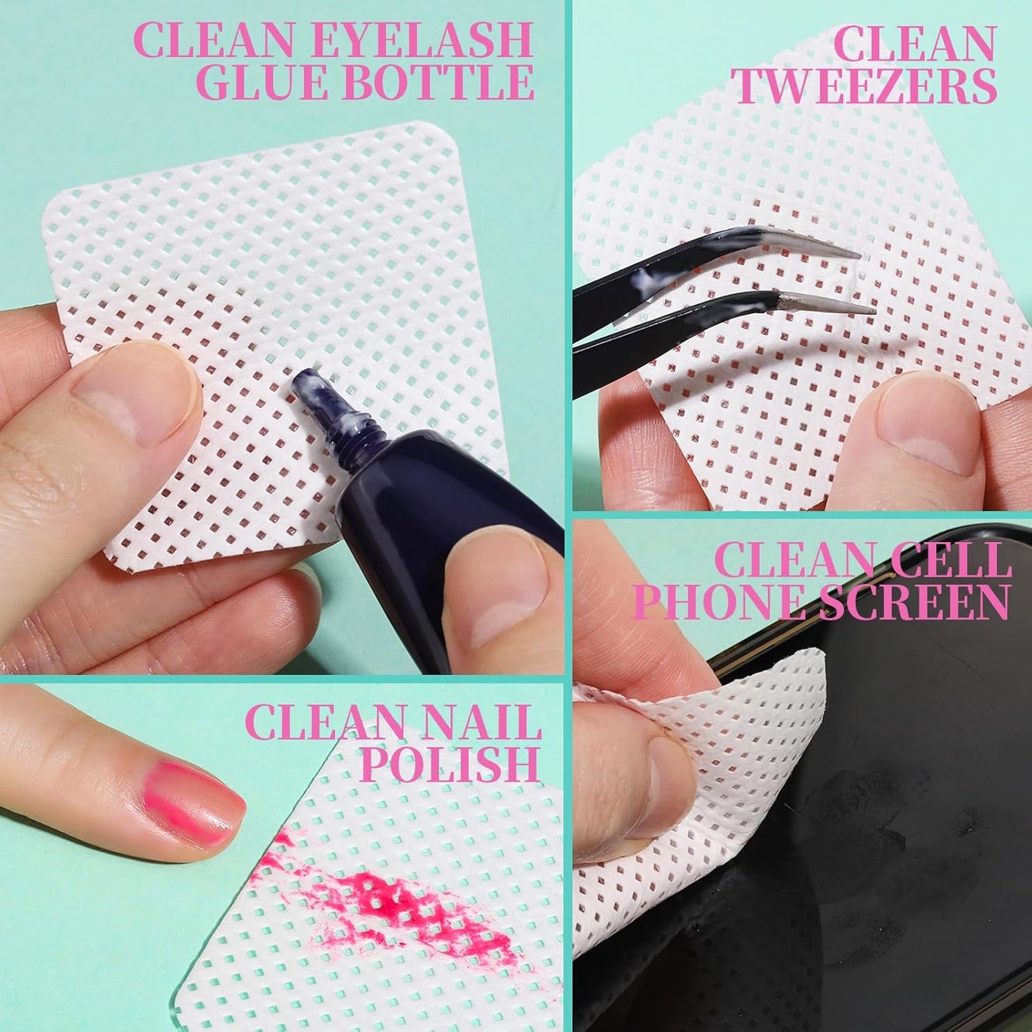 FANDAMEI 740 PCS Lint Free Nail Wipes, Nail Wipes for Gel Nails Lint Free, Nail Supplies, White