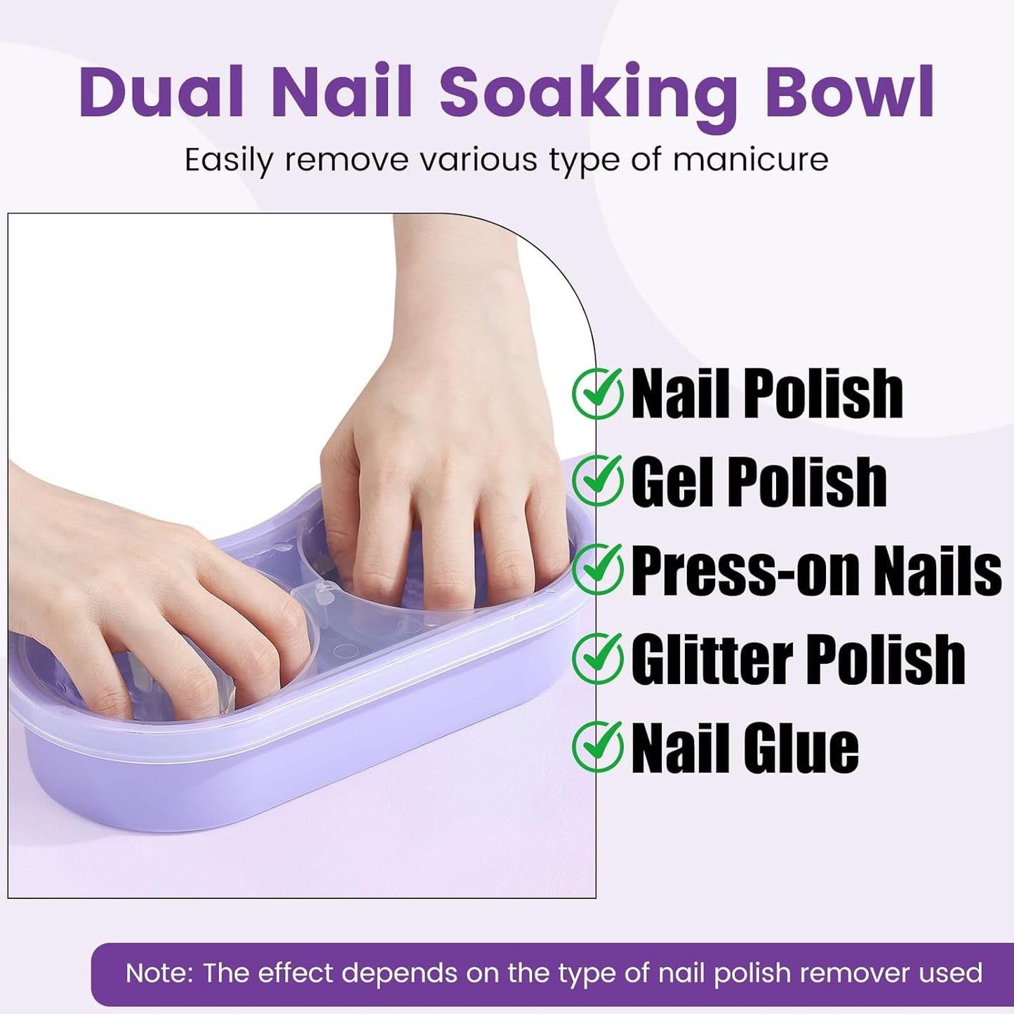 Dual Nail Soaking Bowl Acetone Proof: Soak Off Gel Nail Polish Dip Powder Remover Bowl- Cut the Soaking Time in Half Manicure Bowl for Salon Home (D2-Purple)