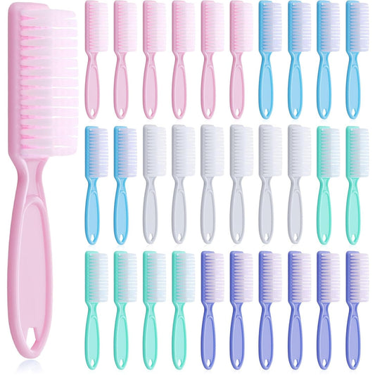 Patelai 30 Pcs Nail Scrubber Brushes Bulk Handle Grip Manicure Brushes for Cleaning Fingernails Pedicure Cleaning Brush for Toes and Fingernail Cleaning(Macaron Colors)