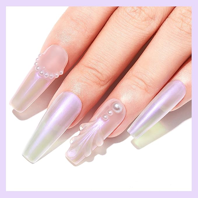 MIZHSE Quick Dry Mermaid Pearl Nail Polish, Purple Aurora Effect Nail Polish 15Ml, Fingernail and Toenail Polish Glossy Long Lasting Home DIY Nail Art Gift