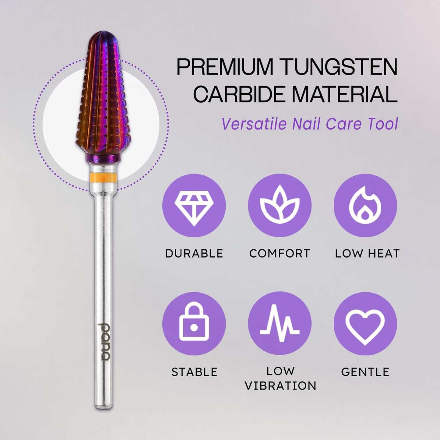 PANA 3/32" Purple Tornado Carbide Nail Drill Bit for Acrylics, Nail Extension, Gel Polish Removal Nail Salon Manicure Pedicure Electric File Tools (2X Coarse - 2XC)