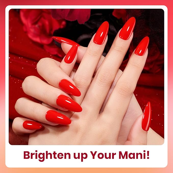 Beetles Red Gel Nail Polish Set - Crimson Horizon 6 Colors Winter Gel Polish Kit Burgundy Bloody Red Pink Colors Soak off UV LED Lamp Needed Manicure DIY Home Gifts for Women