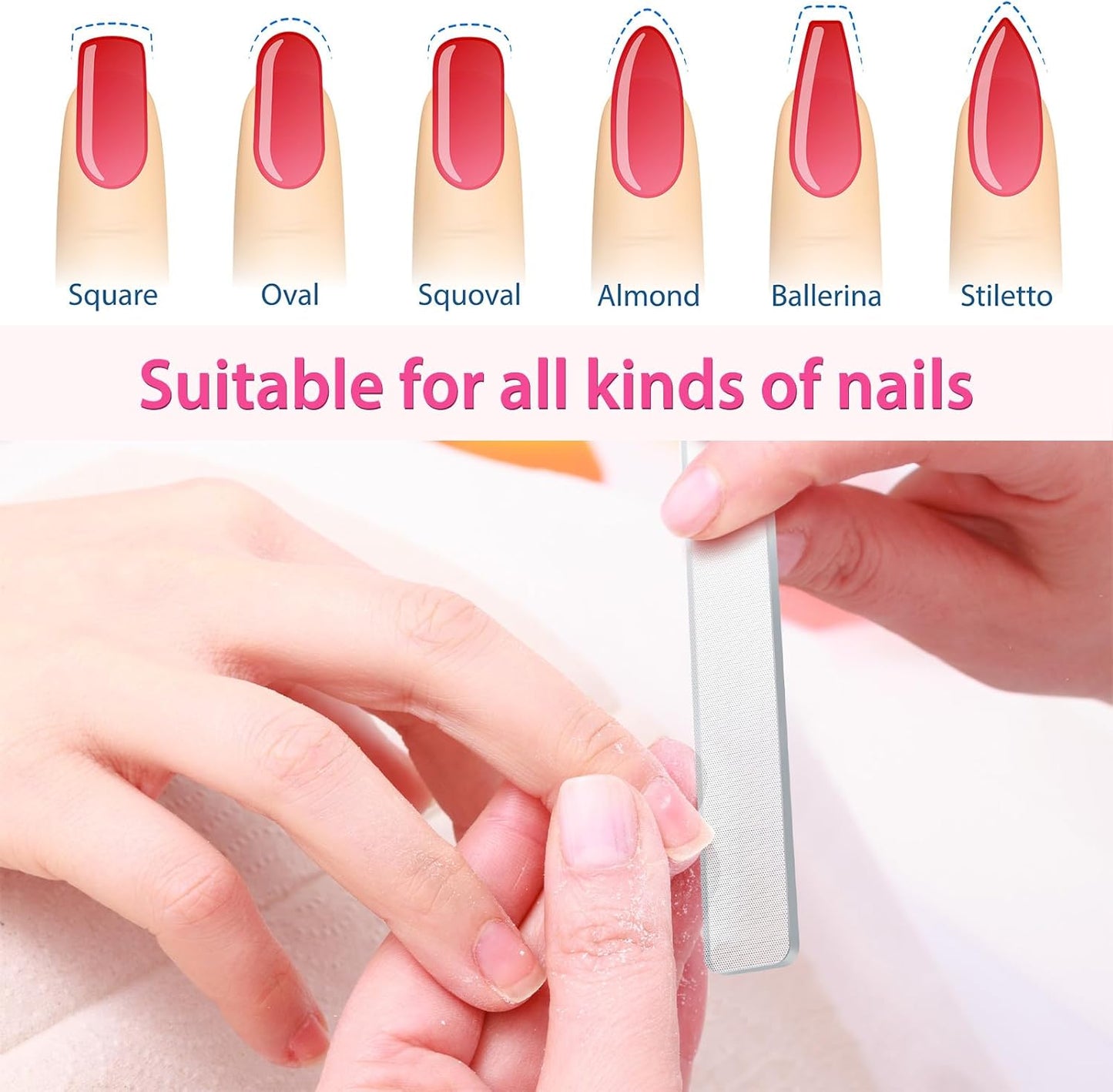 Mudder 4 Pack Glass Nail File Shiner Files Kit Crystal Nail Buffer Polisher with Case Manicure Tools for Natural Nails Women Shaping Buffing and Polishing