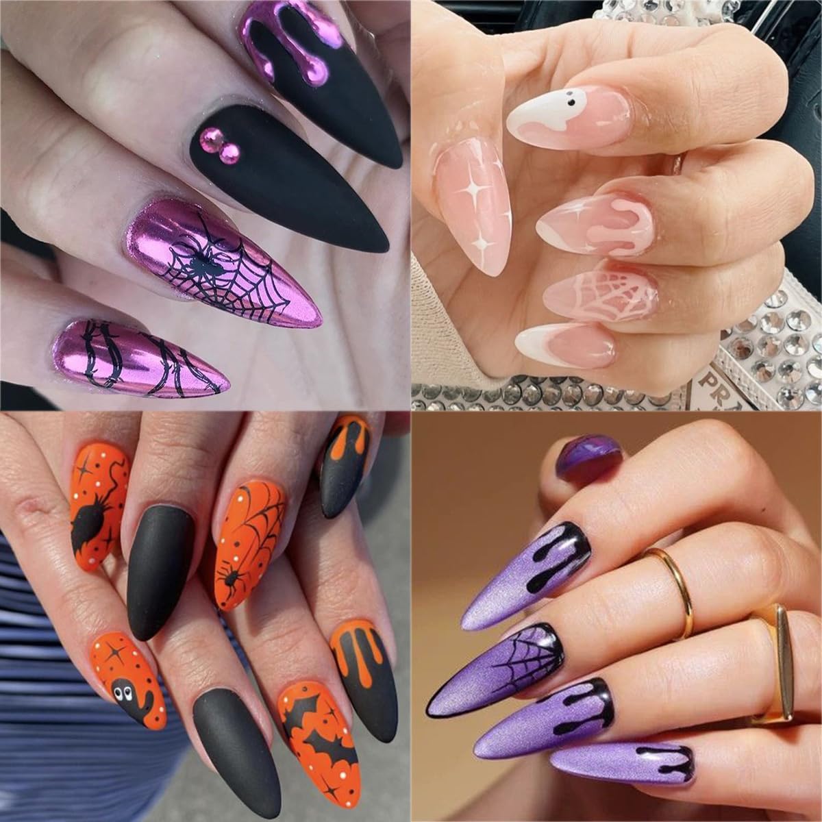 8 Sheets Halloween Nail Stickers for Nail Art 3D Laser Rose Gold Black Nail Decals Self-Adhesive Blood Drop Design Stickers Goth Nails Decals Halloween Nail Decoration for Women Acrylic Manicure Tips