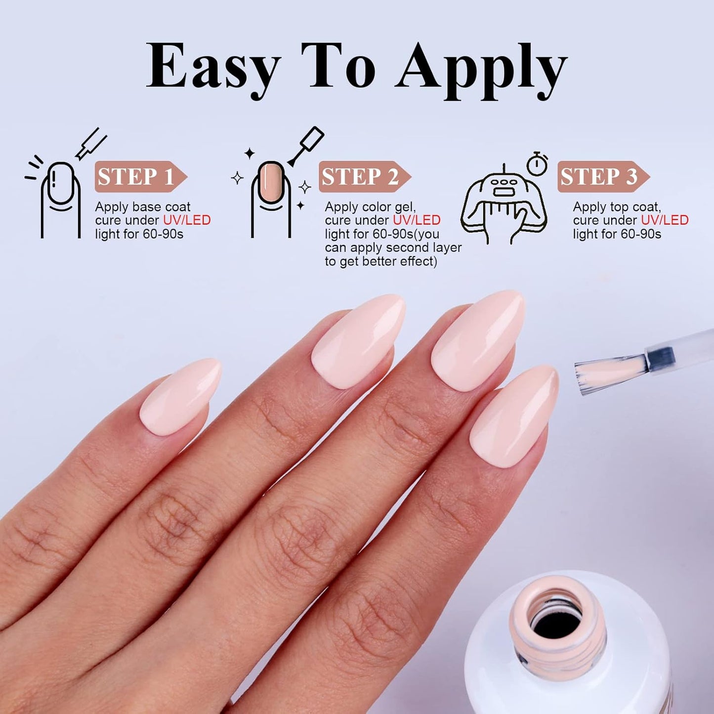Imtiti Nude Gel Nail Polish, 0.5 Fl Oz Nude Beige Gel Polish for Neutral Skin Tones, DIY Nail Art Starter Kit