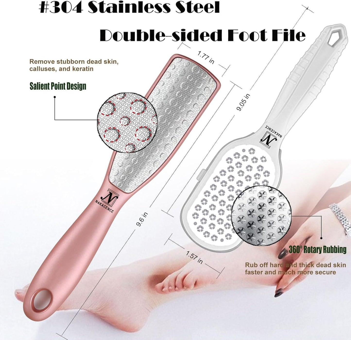 Foot File,Foot Scrubber Dead Skin Double Sided Foot Scraper Rasp Callus Remover, Pedicure Foot Scrubber Grater,Foot Heel Craper for Cracked Heels, Foot Grater Shaver Scraper for Callus Removal 2pcs