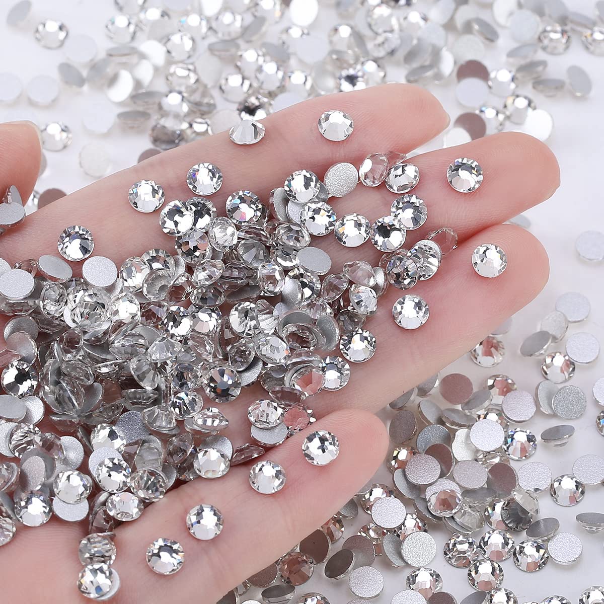 Novani Rhinestones 3000Pcs Flatback Crystal Round Loose Gemstones Glass Rhinestones for Crafts Makeup Nail Art Clothes Shoes DIY Decorations(SS10, 2.7-2.9mm,Crystal Clear)