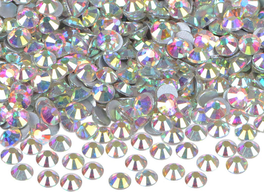 144PCS Art Nail Rhinestones Non Hotfix Glue Fix Round Crystals Glass Flatback for DIY Jewelry Making with one Picking Pen (ss50 144PCS, Crystal AB)