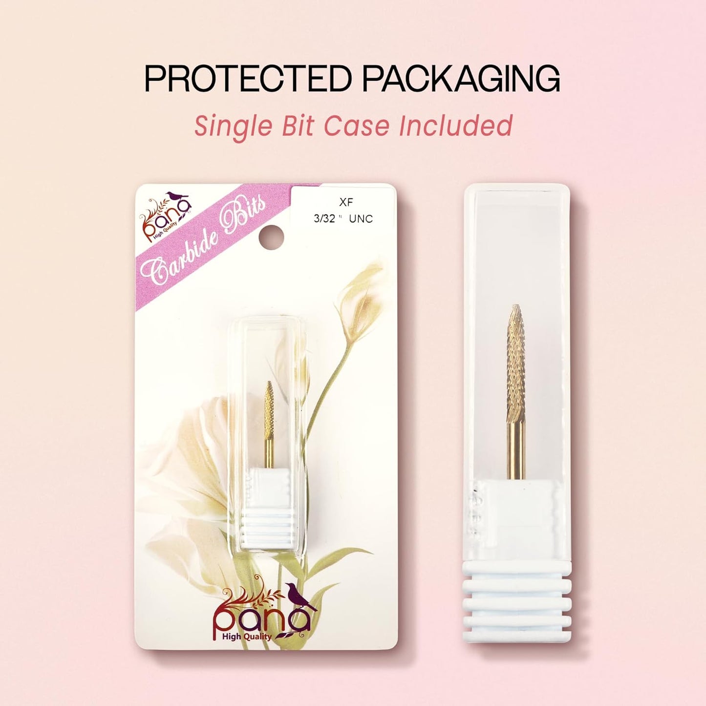 PANA 3/32" Carbide Cuticle Nail Drill Bit for Cuticle Cleaning, Dead Skin Removal, Gel Polish & Acrylic Removal, Under Nail Cleaner, Nail Salon, Manicure Tools (UNC - Gold, Extra Fine)