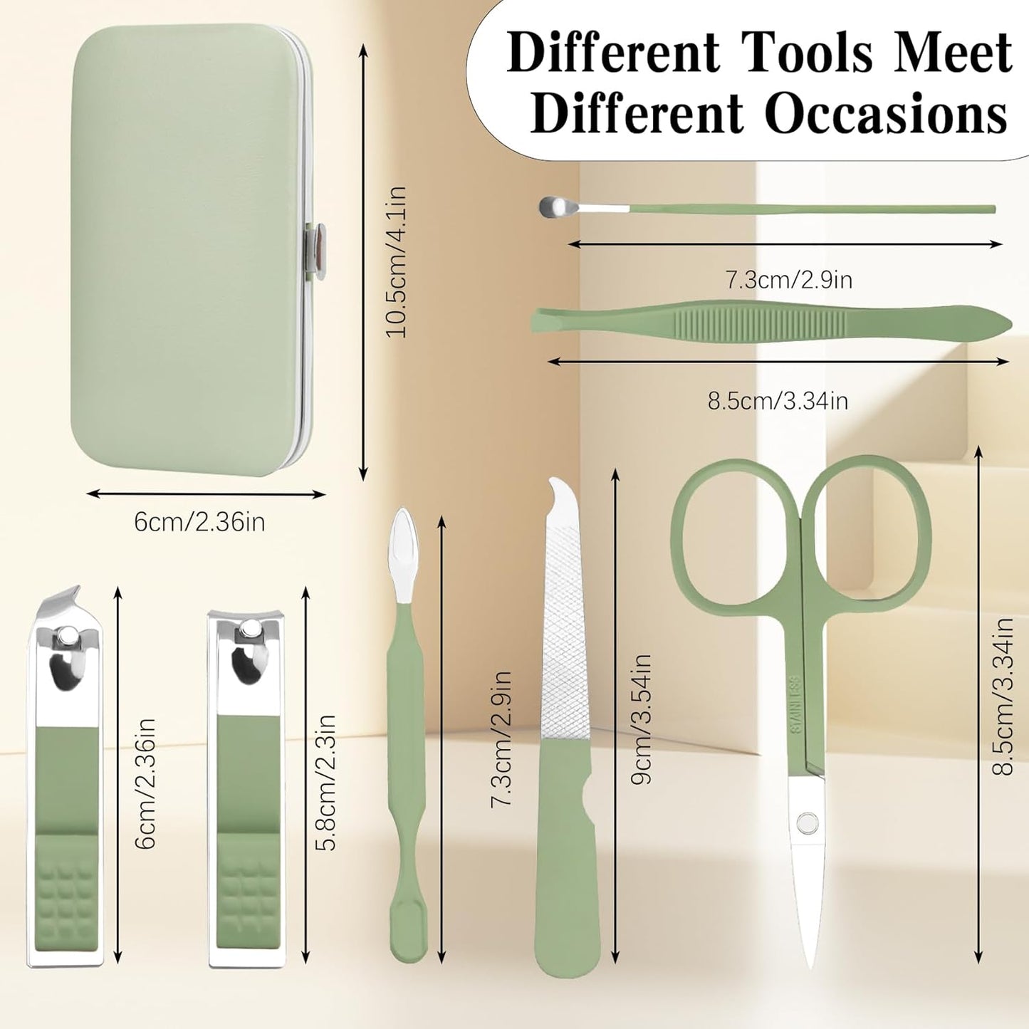 Manicure Kit for Men Women Nail Clippers Pedicure Tools Kit Travel Nail File Toe Set Finger Grooming Kits Christmas Birthday Gifts Ideas Stocking Stuffers Kids Adults Teens Boys Girls Friends(Green)