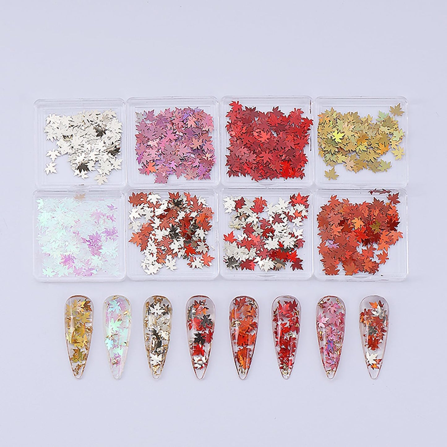 Maple Leaf Nail Sequins Fall Maple Leaves Glitter for Nails Holographic Nail Art Design Supplies 3D Autumn Nail Glitter Flakes Decor