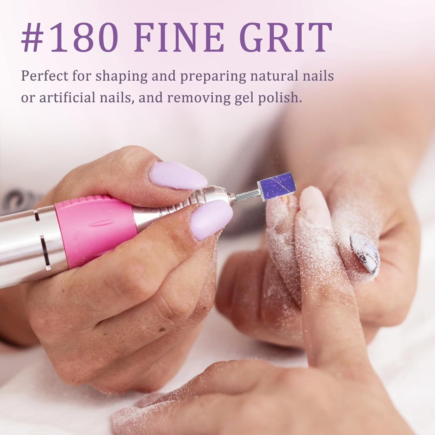 Electric Nail Drill Kit, Professional Cordless Electric Nail File for Acrylic Gel Dip Powder Nails Portable Nail Machine Kit Manicure Pedicure Tools Set with Nail Drill Bits Sanding Bands (Purple)