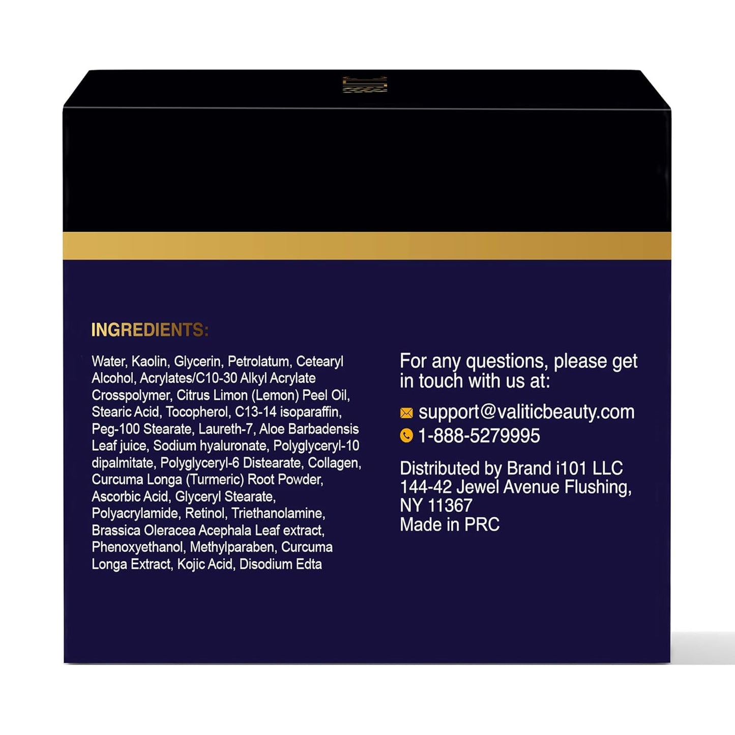 VALITIC Vitamin C & Turmeric Clay Mask - Dark Spot Corrector with Kojic Acid, Hyaluronic Acid & Retinol - Skin Care Routine for Minimizing Pores & Blackheads - with Applicator Brush - 50g