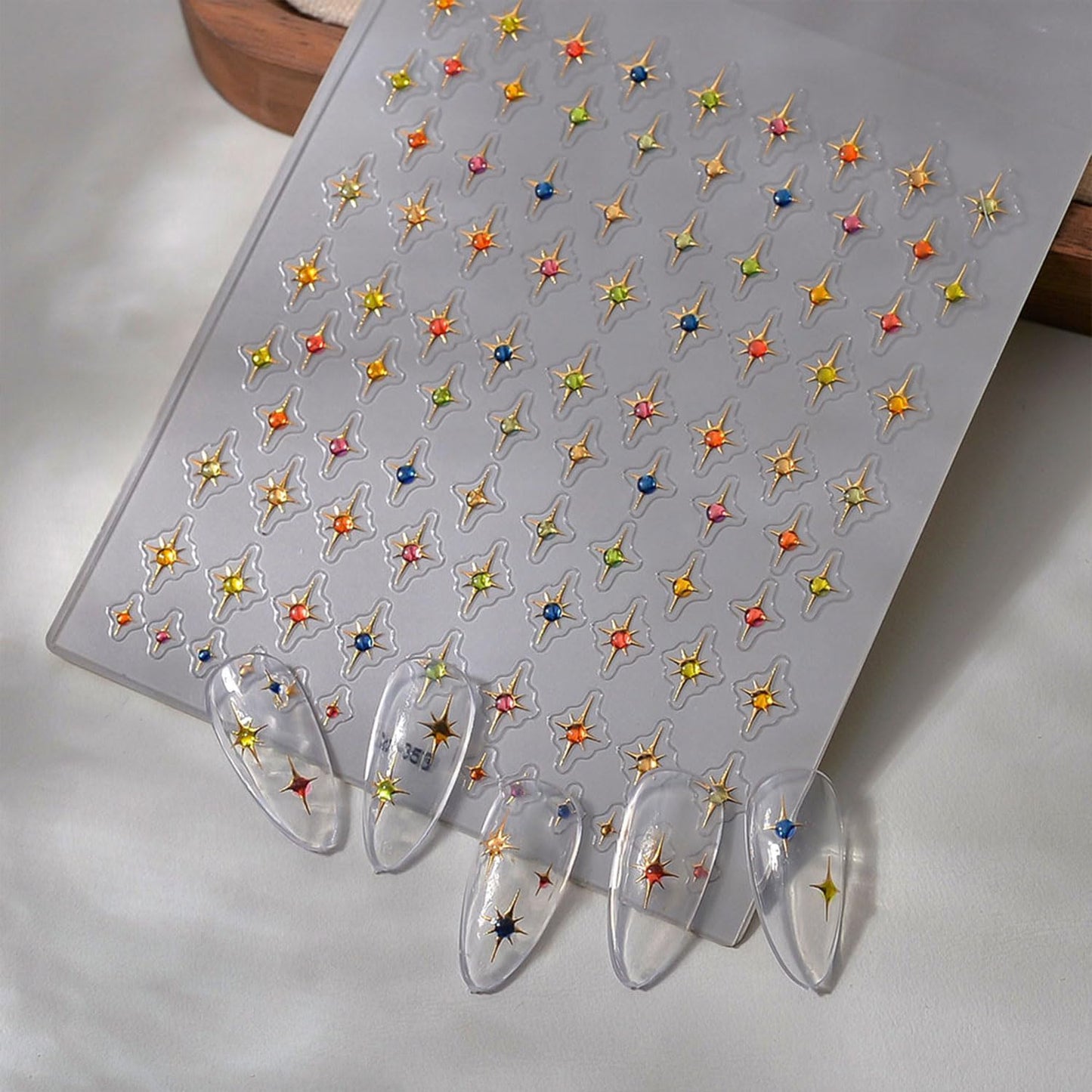 Star Nail Art Stickers Decals 5D Colorful Star Nail Stickers Embossed Nails Design Self-Adhesive for Women DIY Manicure Nails Art Decorations