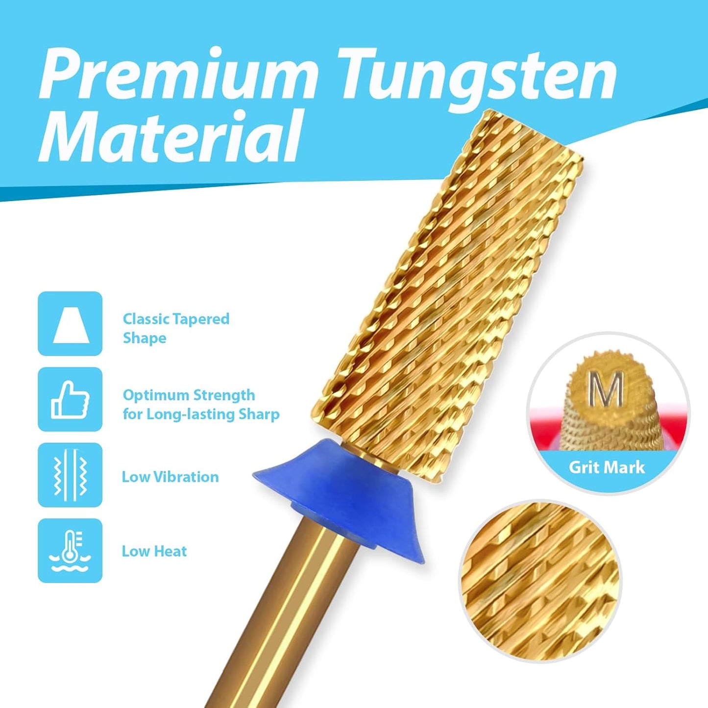 Tungsten Carbide Cross Cut Small Tapered Barrel Nail Drill Bits, Professional 3/32'' Safety Bits, Both Hands Use, Remove Gel Fast, Manicure Pedicure Cuticle Gel Polishing, Medium.