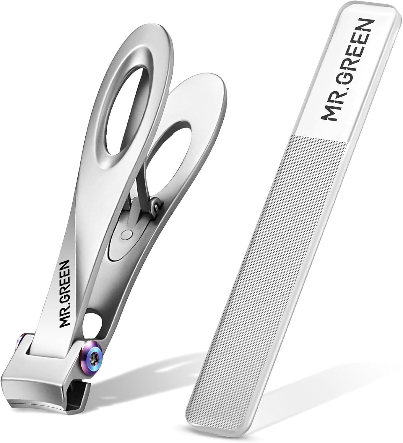 MR.GREEN Nail Clippers Wide Jaw Opening Stainless Steel Fingernail Clipper Thick Hard Toenail Cutter Manicure Scissors Tools (Nail Clipper (Medium)+Nail File)