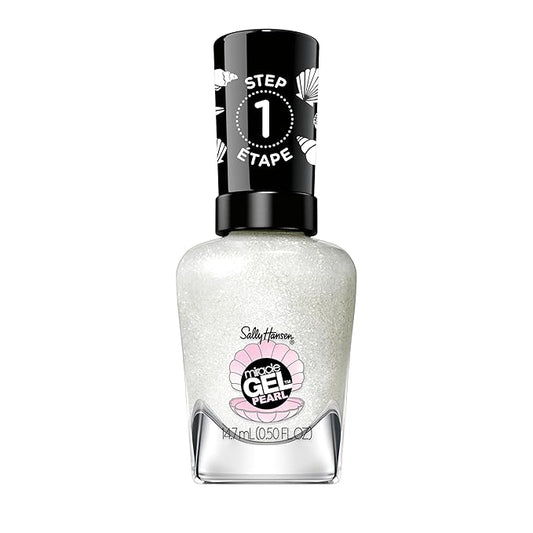 Sally Hansen Miracle Gel Pearls Salon Quality Nail Polish | Gel-Like Formula, Two-Step System, No UV Light Needed, Long Lasting | Sheer | 904 One of a Kind | Milky White Shimmery Nail Polish