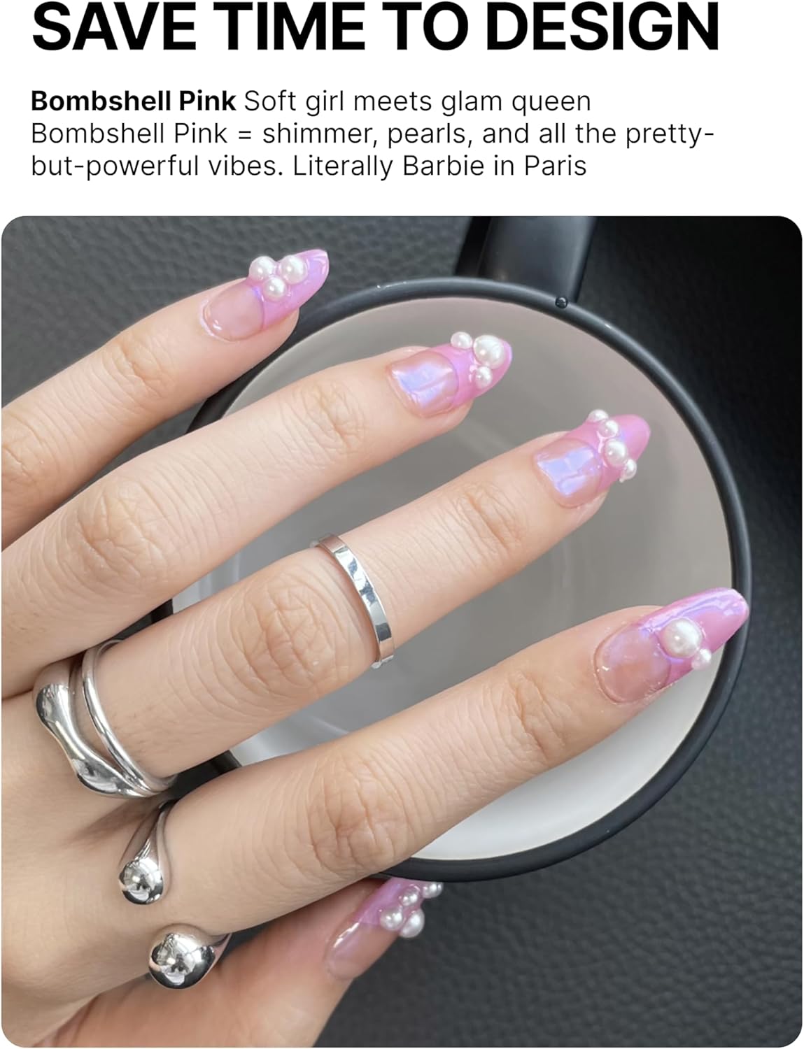 UUUUUU Semi Cured Gel Nail Strips | Salon-Quality | UV Free Gel Nail Wraps for Women | Easy Peel&Stick | Long-Lasting up to 14 Days | 28 Strips Set+File & Wipes | Gift-Ready (UGN103 Bombshell Pink)