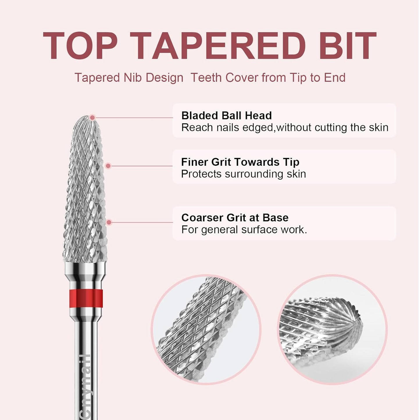3/32" 2PCS Clean Cone Bits Fine Grit Carbide Cuticle Cleaner Bit for Electric Nail Drills – Professional Manicure Tool for Nail Salons and Home Use (F Grit. Silver)