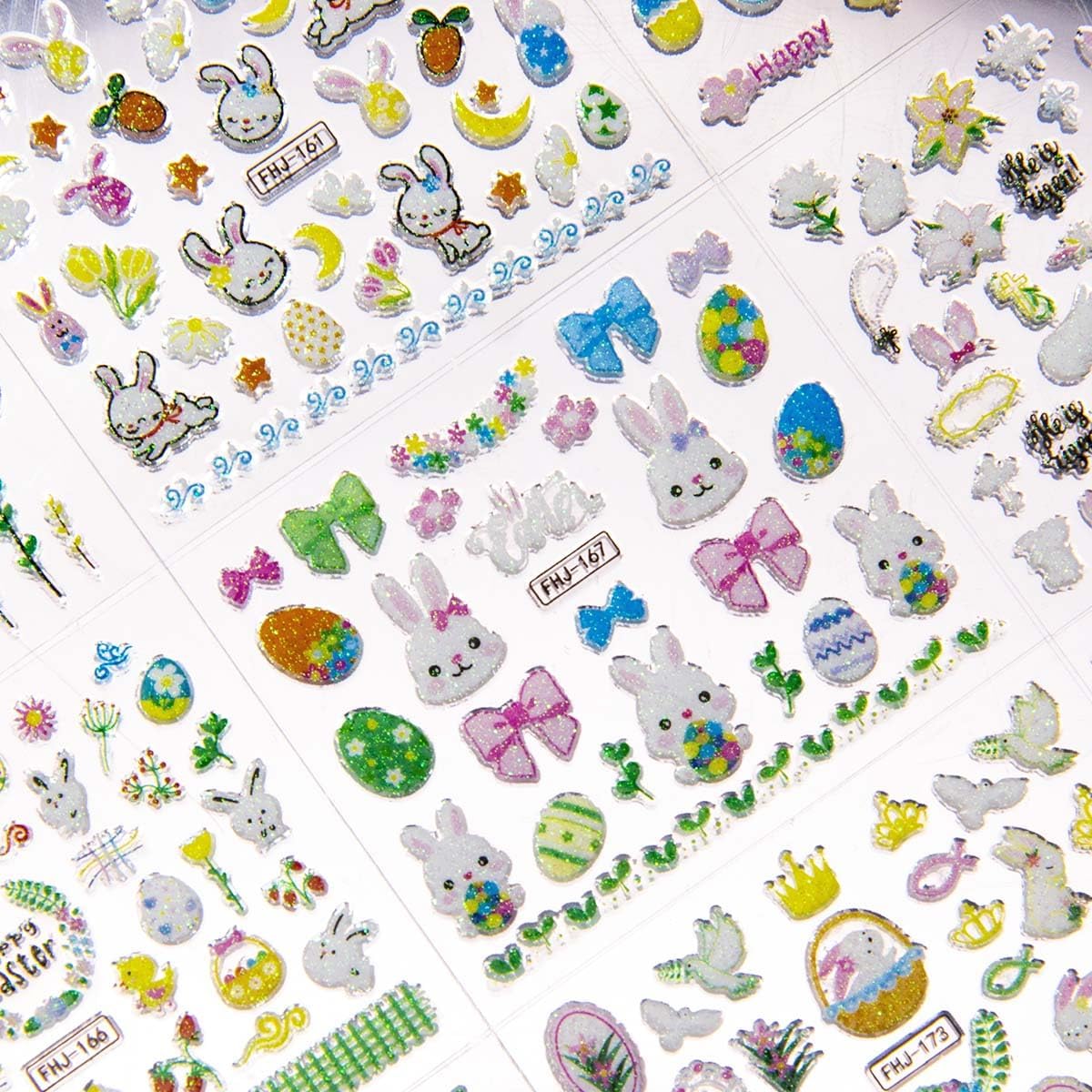 30 Sheets Easter Nail Art Stickers Rabbit Nail Sticker 3D Self-Adhesive Nail Decals Cute Cartoon Bunny Egg Nail Art Design for Women Girls Kids Nails Art Decorations Manicure Accessories