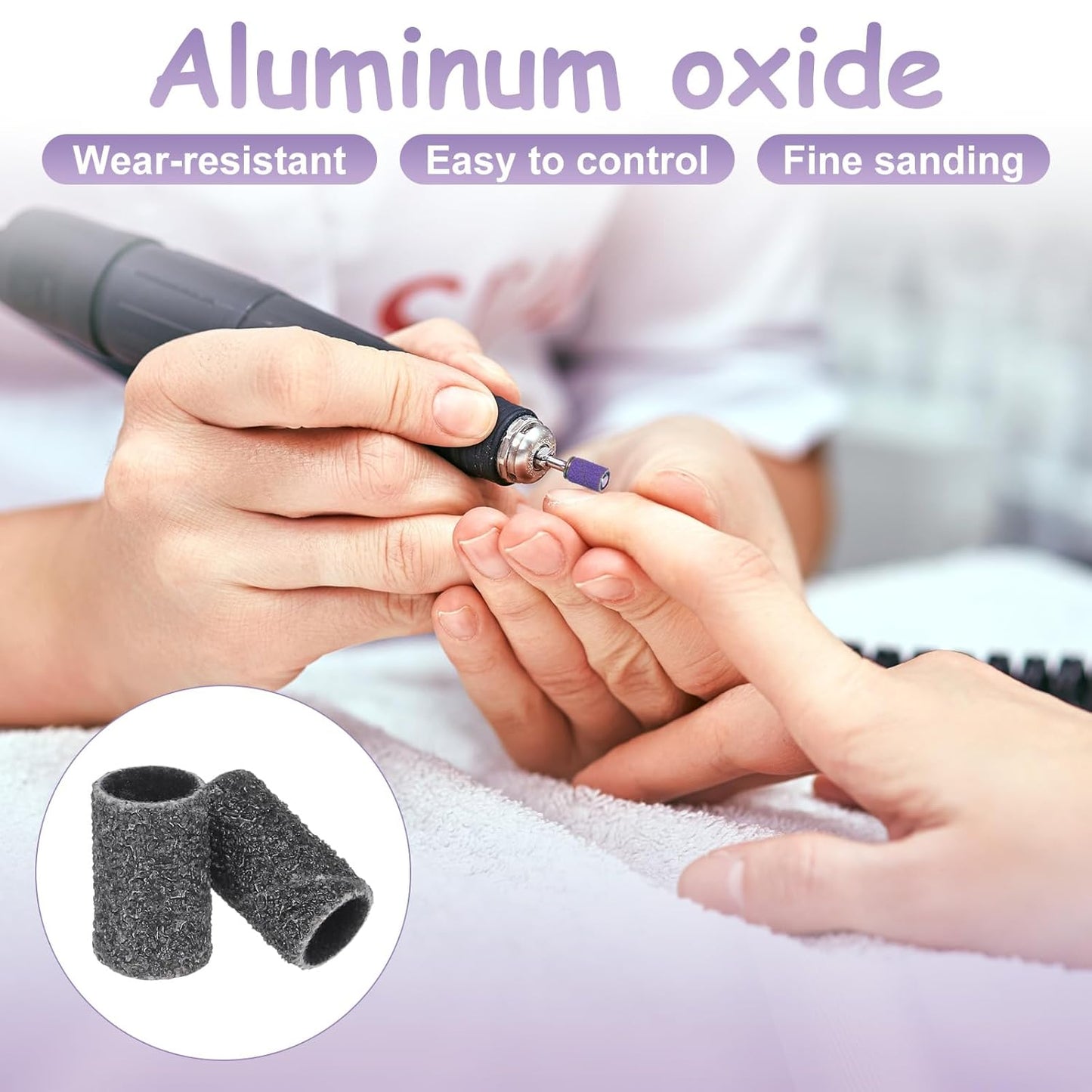 HARFINGTON 100pcs Small Sanding Bands 80 Grit for Nail Drill Bits Mini Sanding Band for Nails Gel Manicures Black