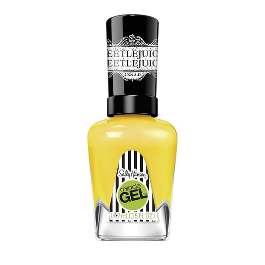 Sally Hansen Miracle Gel Beetlejuice Salon Quality Nail Polish | Gel-Like Formula, Two-Step System, No UV Light Needed, Long Lasting | Opaque | 932 Hello My Name Is Bob | Bright Yellow Nail Color