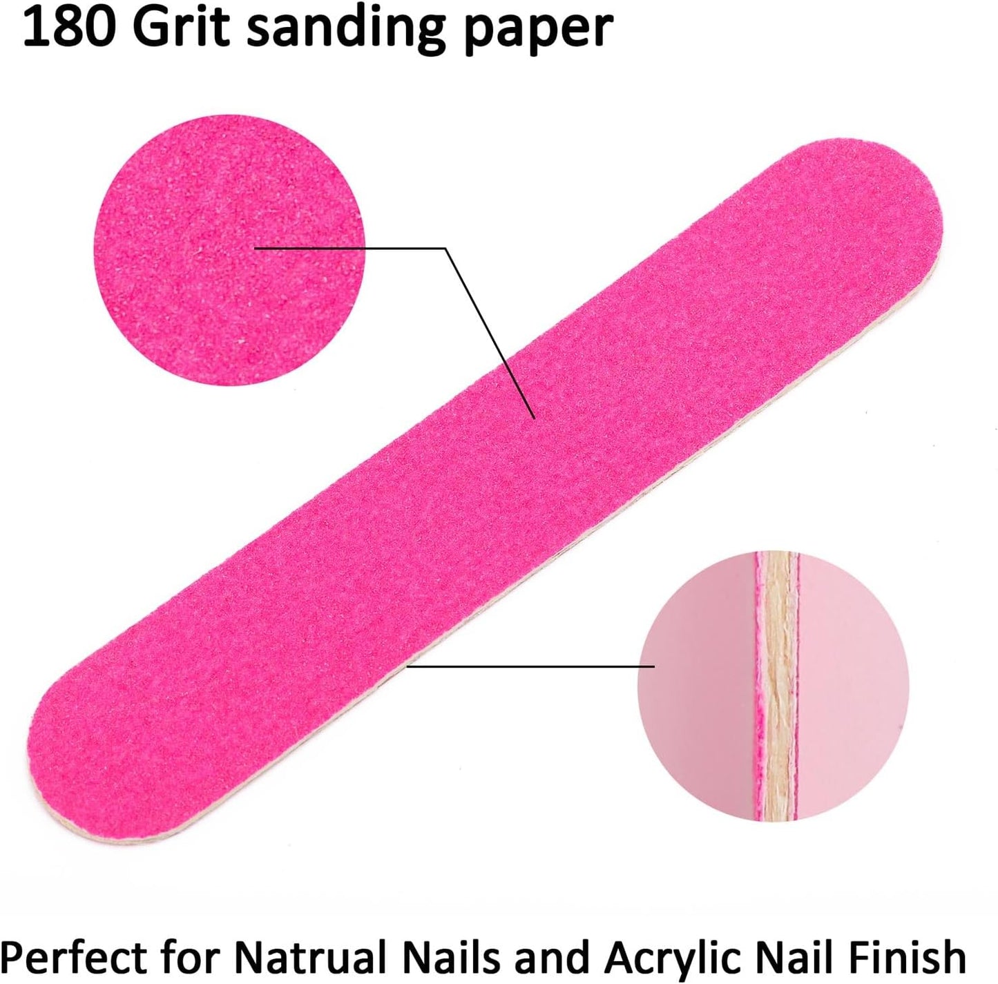 Tbestmax 100 Mini Nail File 3.4 inch Double Sided Emery Boards for Fingernail Tools 150 Grit - Pink