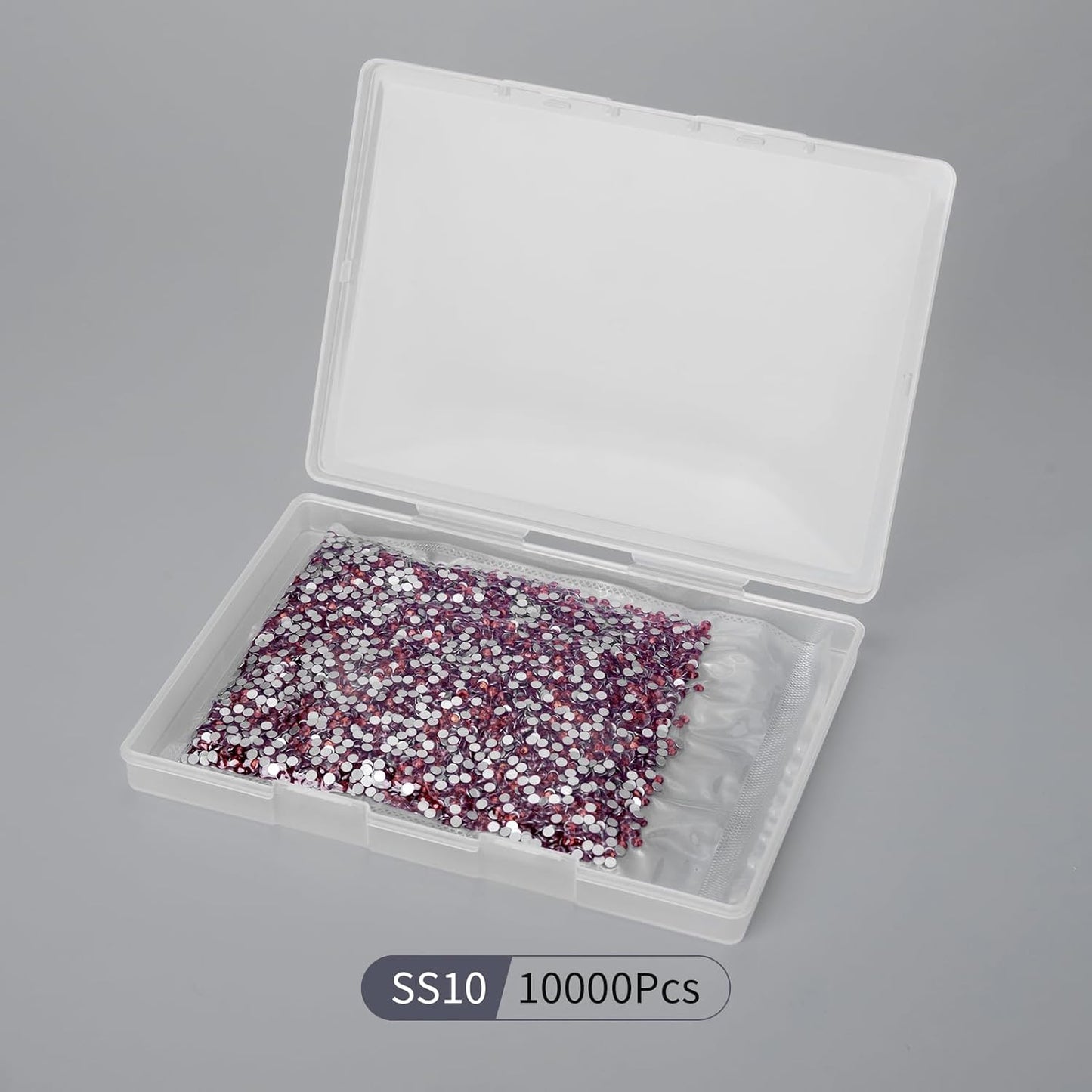 10000PCS Dark Red Rhinestones Bulk, Flat Back Crystal Glass Stone Round Gems,SS10, 2.7-2.9mm