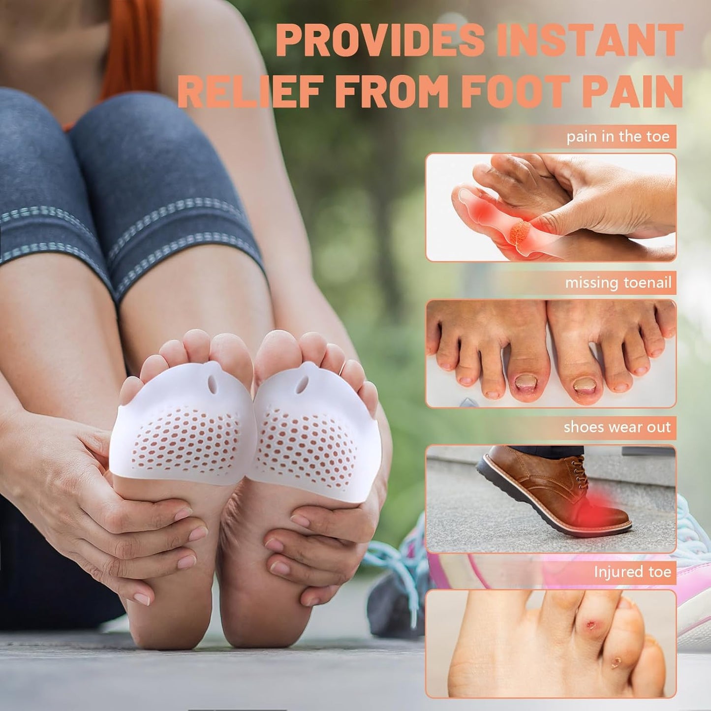 8 Pairs Silicone Toe Separators for Women Pedicure, Breathable Toe Spacers Cushions, Bunion Corrector for Women Metatarsal Overlapping Pads Relieve Foot Gel (White & Skin Color)