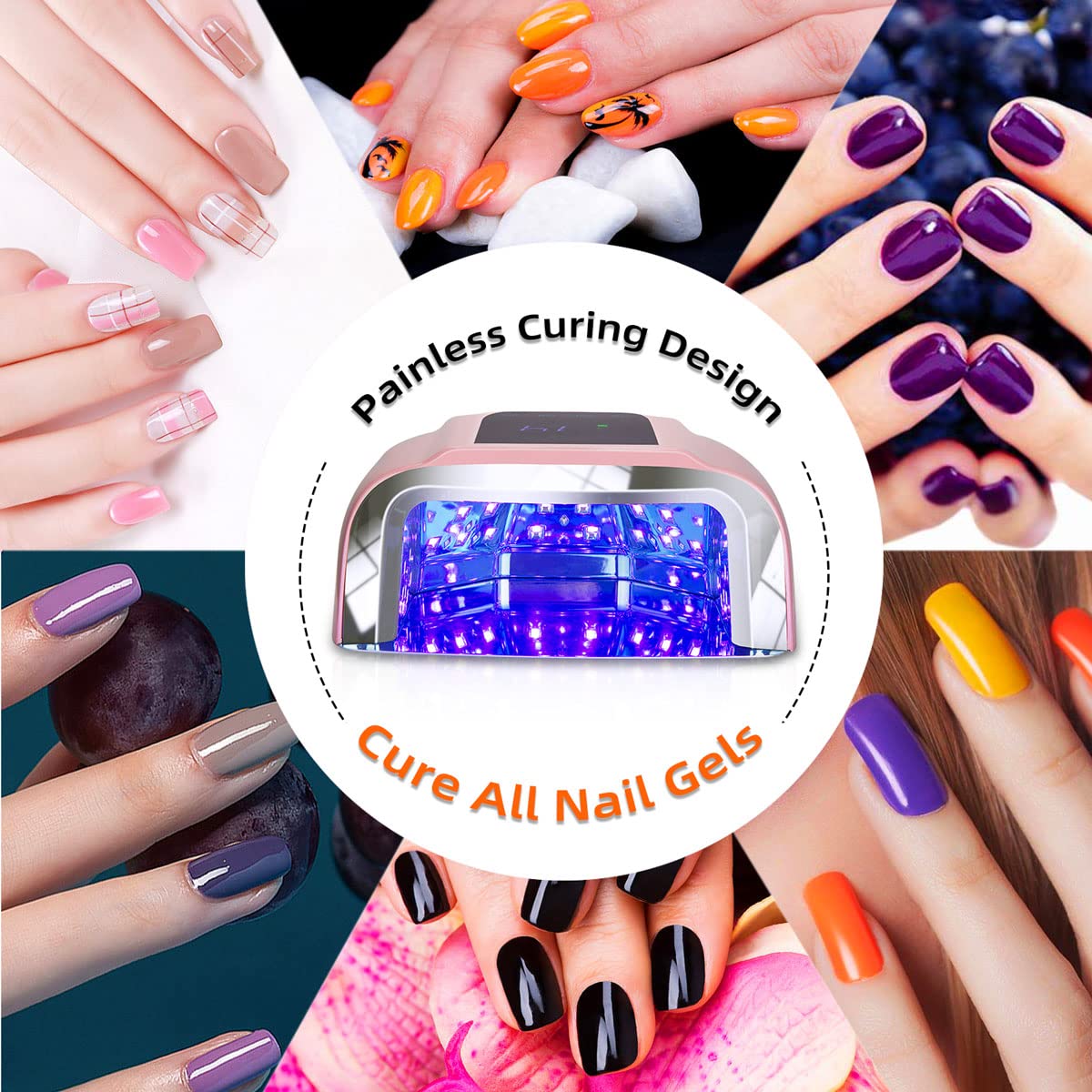 96W Rechargeable UV LED Nail lamp,Cordless Nail Dryer with Removable Stainless Steel Bottom,Professional Curing Lamp for Fingernail and Toenail, Auto Sensor & Quick Dry Nail Machine (Pink)