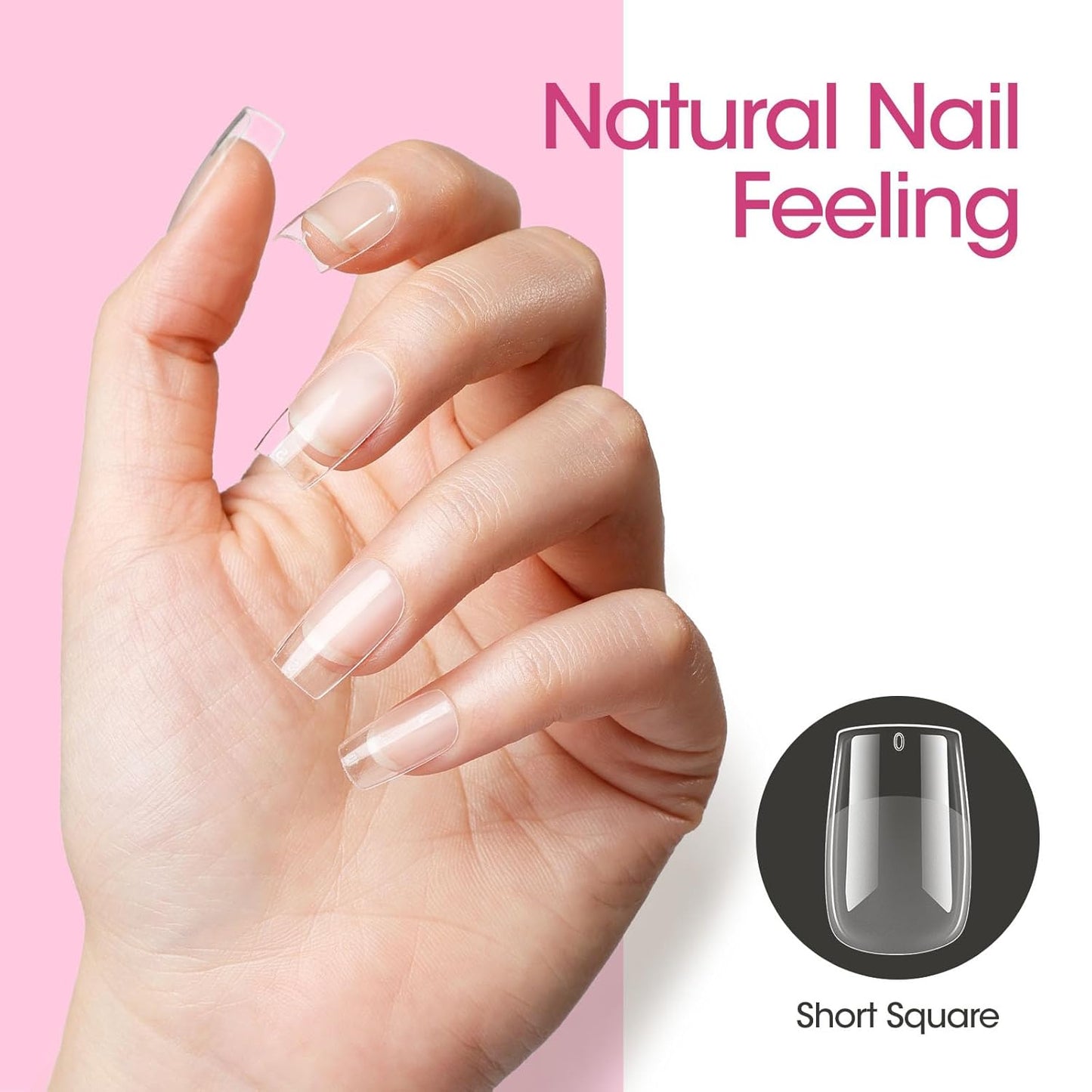 Gellen Short Square Nail Tips, 504Pcs Half Matte Full Cover Nail Tips Pre-shape Gel Nail Tips Acrylic False Press on Nails for Nail Extension Nail Art DIY Salon 12 Sizes