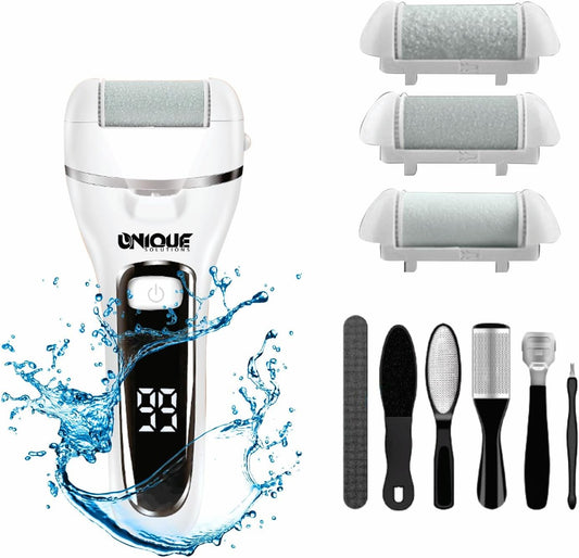 Electric Callus Remover for Feet, Portable Foot Scraper, Rechargeable Calloused Feet Remover Tool, 3 Grinding Heads, Waterproof Electronic Pedicure Foot File