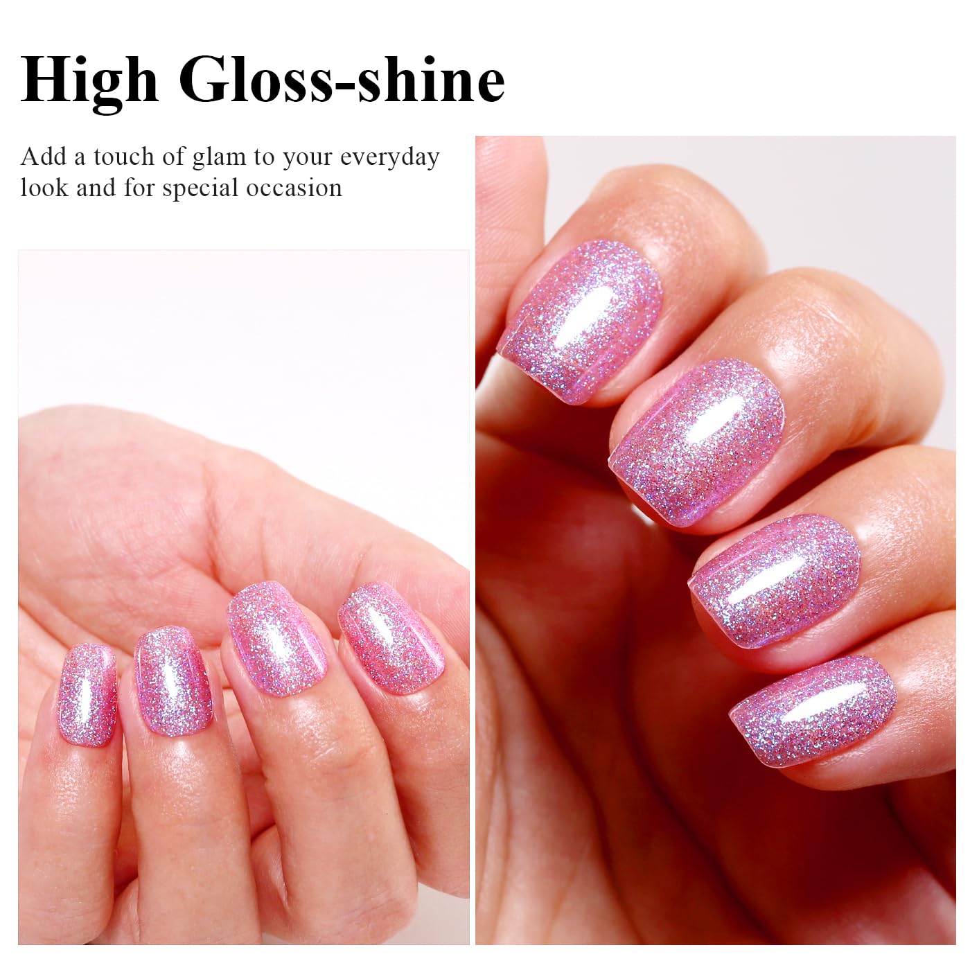 Imtiti Glitter Gel Nail Polish, Mermaid Iridescent Glitter Gel Polish Soak Off LED U V Shimmer Sparkle Nail Gel Polish DIY Nail Art Starter Manicure Salon Gel Nail Polish Kit for Women Girls 10ML