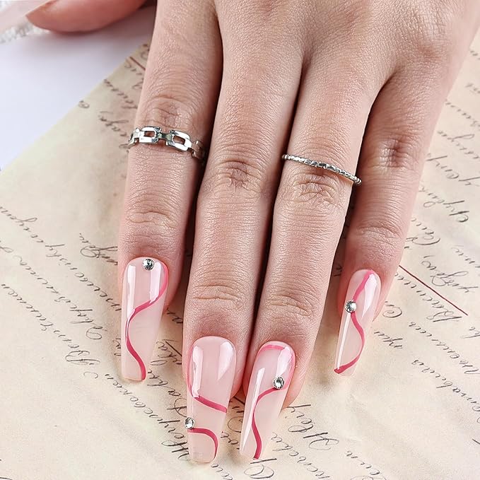 JODSONE 10ml Art Gel Liner Dark Pink Gel Nail polish with Thin Brush Salon Design Gift for Girls Need U V Light Cured