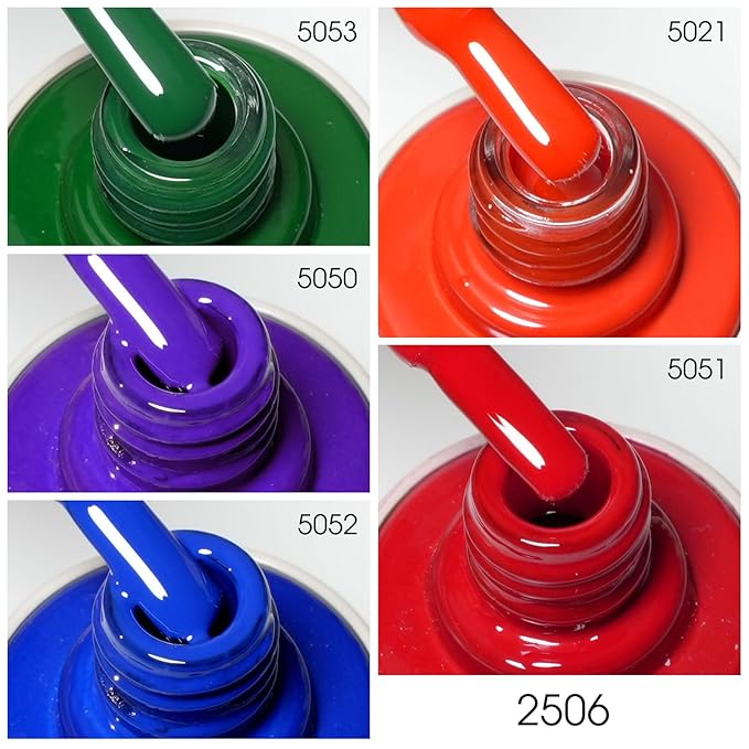 VENALISA 10 ML Gel Nail Polish Set with DIY Nail tips Kit, 5 Pcs Green Purple Blue Red Gel Polish Color High Gloss Soak Off U V Nail Manicure Salon DIY